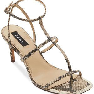 DKNY Womens Beige Strappy Landon Stiletto Buckle Dress Sandals 6.5 M